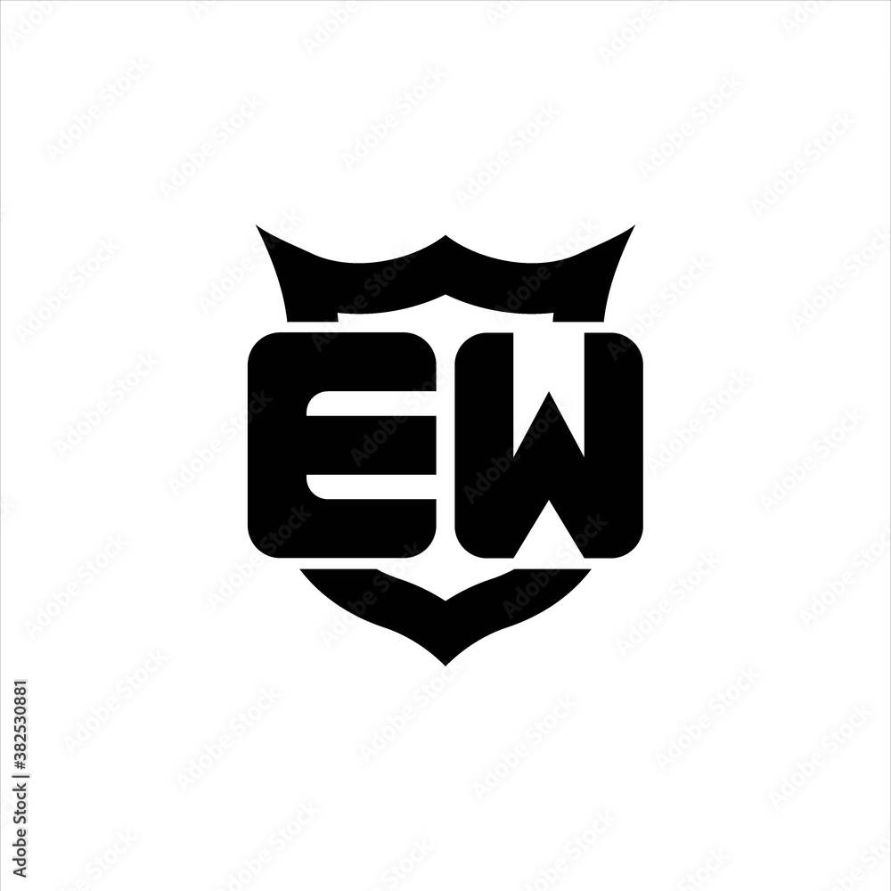 EW Logo monogram with shield around crown shape design template EW Logo monogram with shield around crown shape design template