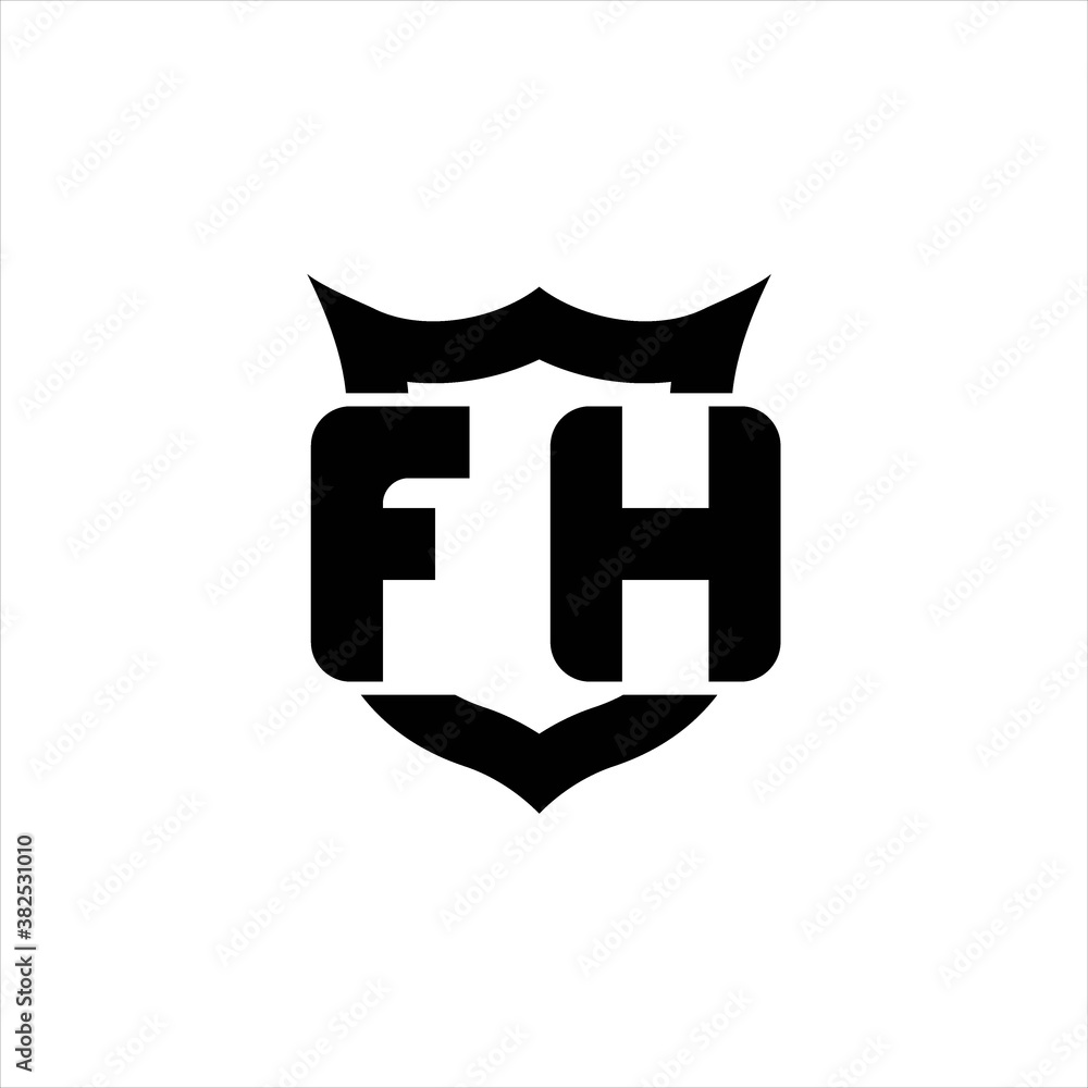 FH Logo monogram with shield around crown shape design template FH Logo monogram with shield around crown shape design template