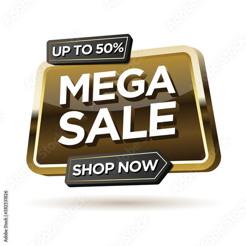 Mega Sale banners with black gold for sales