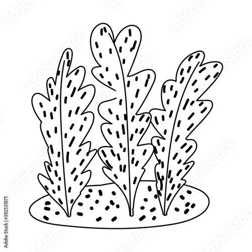 gardening, leaves planted in the ground isolated line icon style