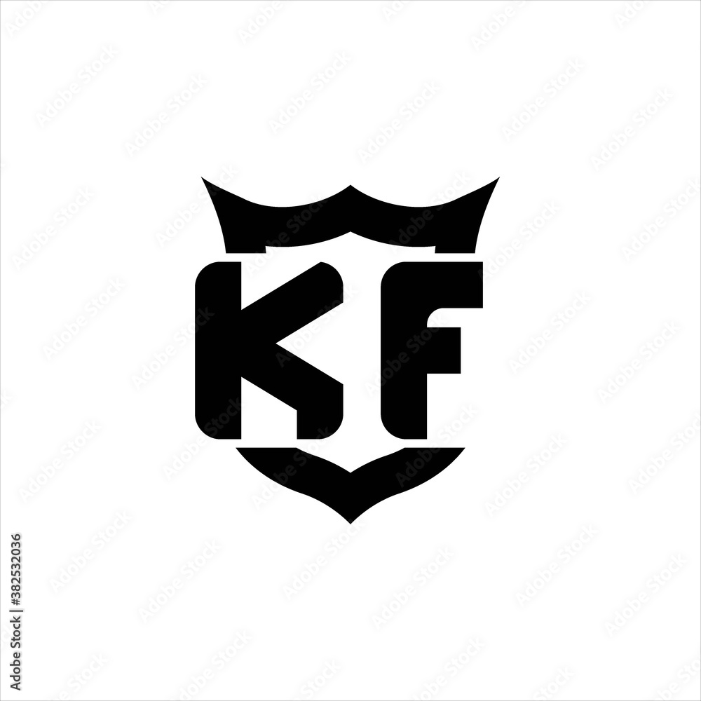 KF Logo monogram with shield around crown shape design template KF Logo monogram with shield around crown shape design template