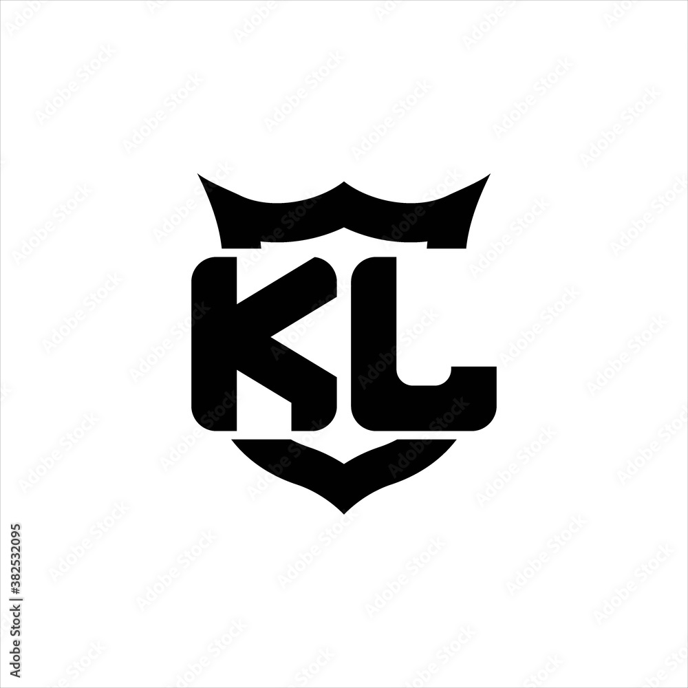 KL Logo monogram with shield around crown shape design template KL Logo monogram with shield around crown shape design template