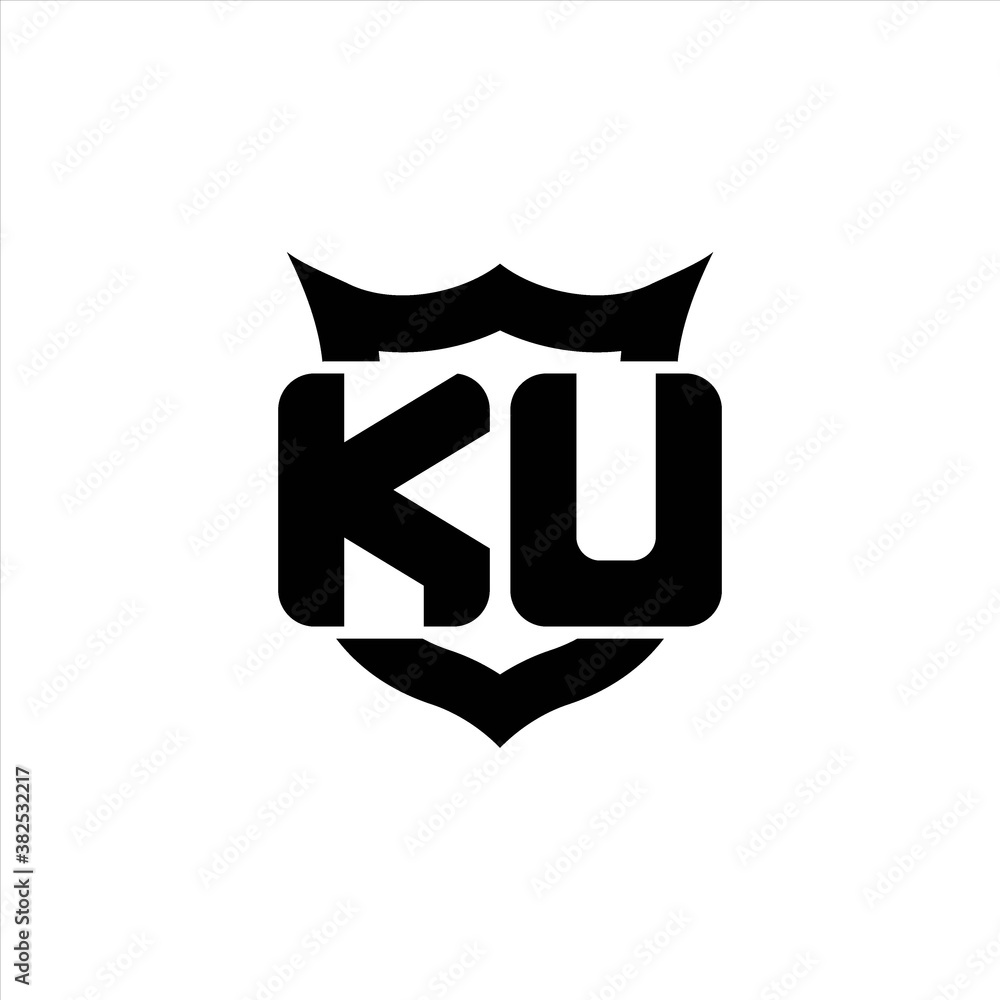 KU Logo monogram with shield around crown shape design template KU Logo monogram with shield around crown shape design template