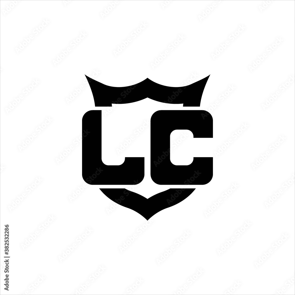 LC Logo monogram with shield around crown shape design template LC Logo monogram with shield around crown shape design template