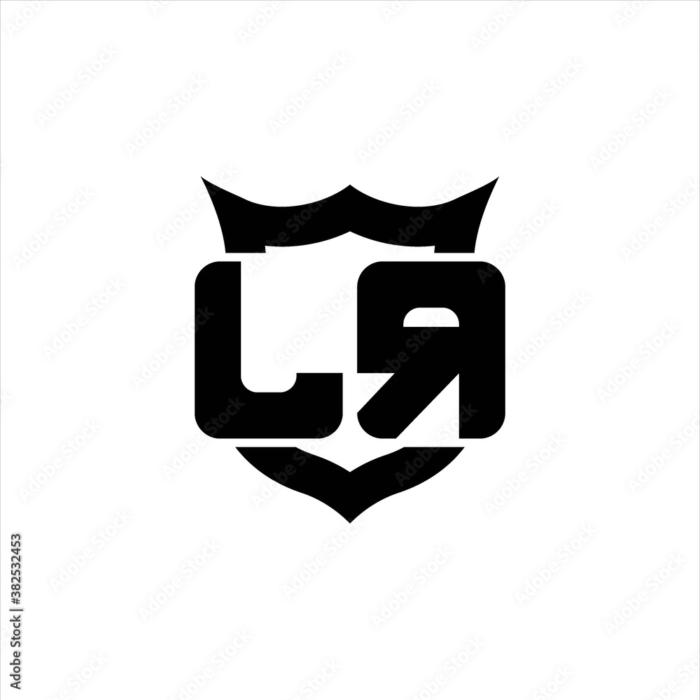 LR Logo monogram with shield around crown shape design template LR Logo monogram with shield around crown shape design template