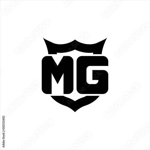 MG Logo monogram with shield around crown shape design template