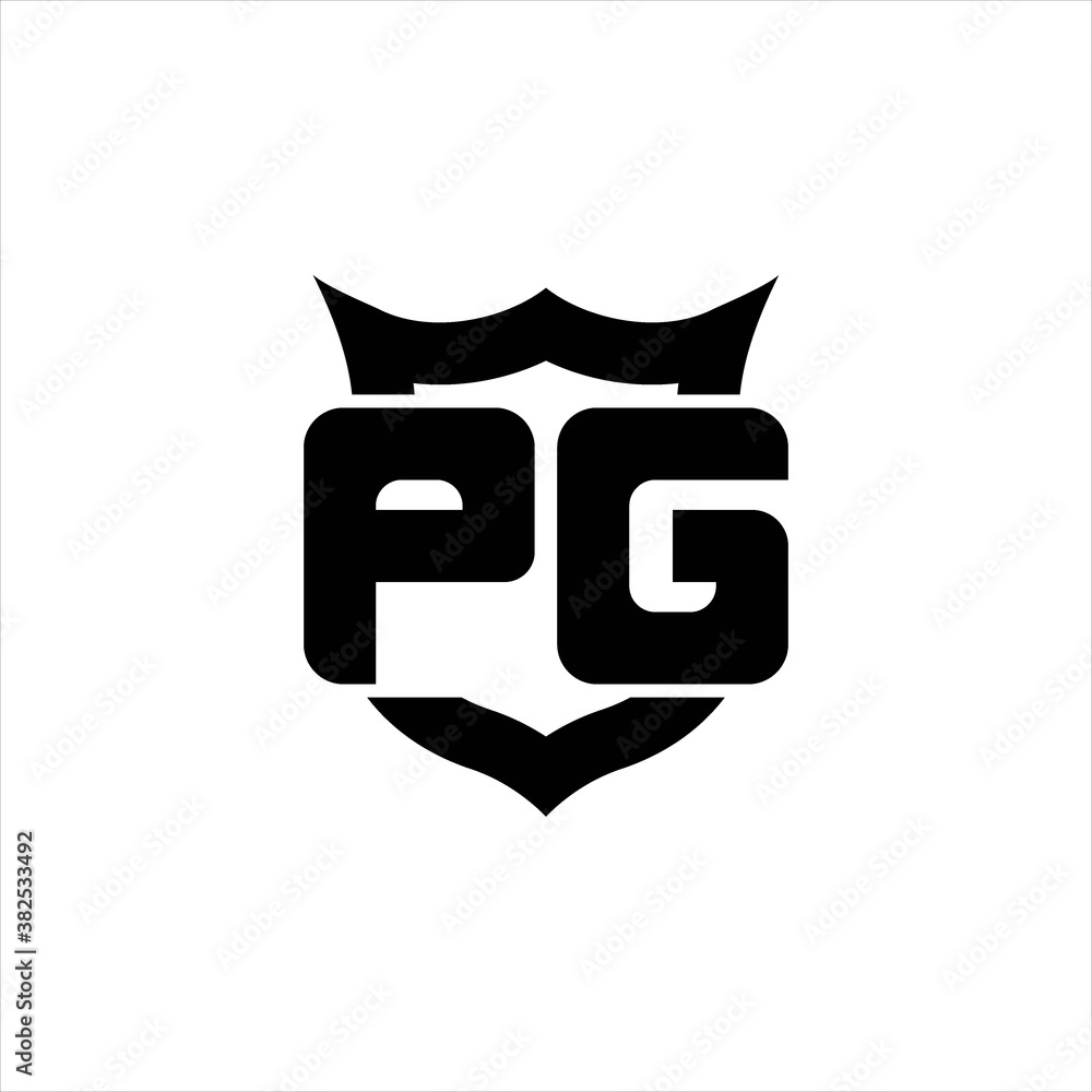 PG Logo monogram with shield around crown shape design template PG Logo monogram with shield around crown shape design template