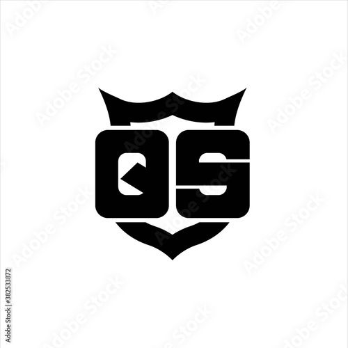 QS Logo monogram with shield around crown shape design template