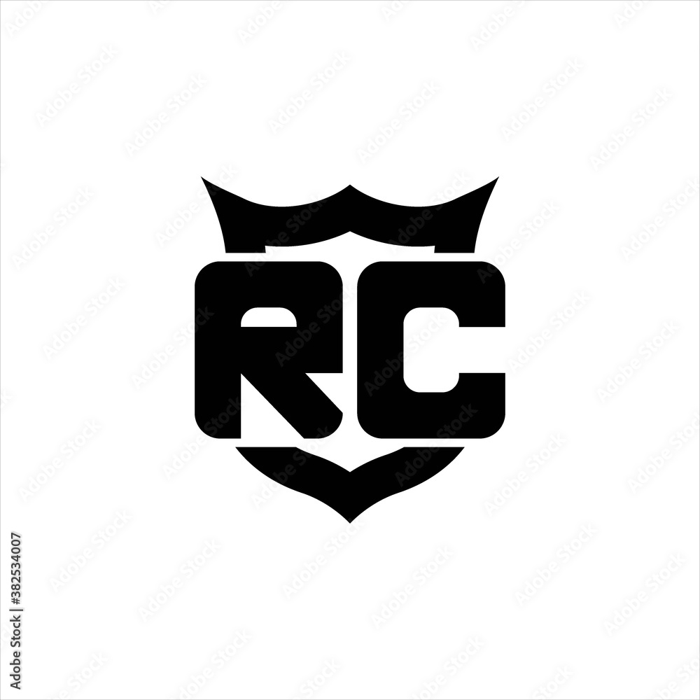 RC Logo monogram with shield around crown shape design template RC Logo monogram with shield around crown shape design template