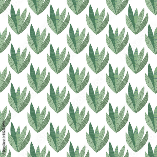 Aloe vera seamless pattern in cartoon style