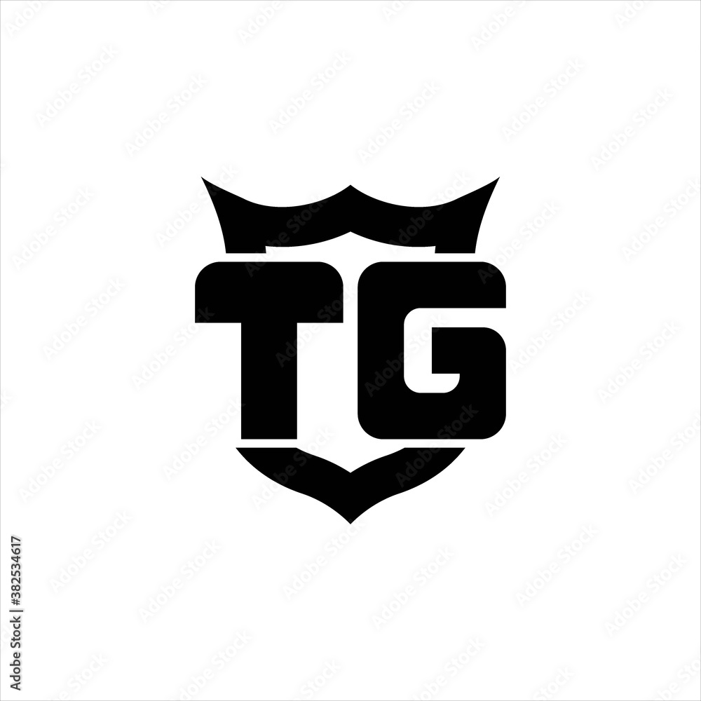 TG Logo monogram with shield around crown shape design template TG Logo monogram with shield around crown shape design template