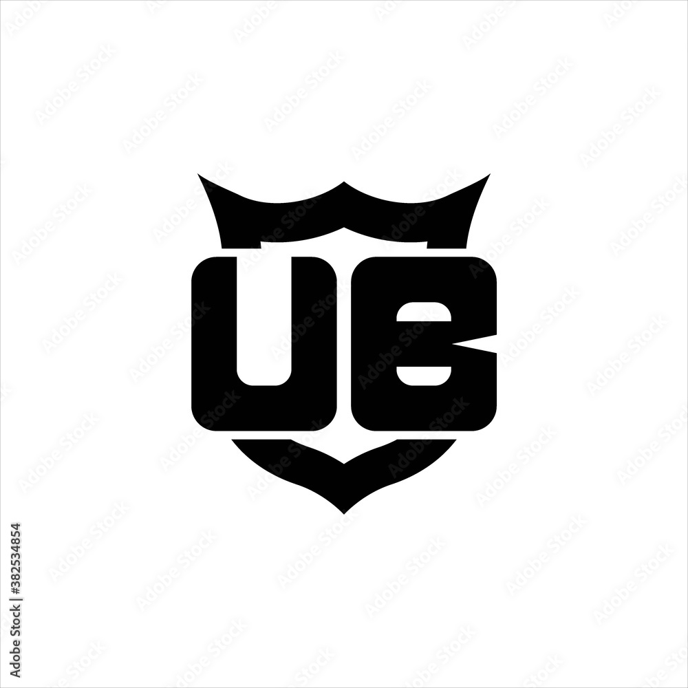 UB Logo monogram with shield around crown shape design template UB Logo monogram with shield around crown shape design template