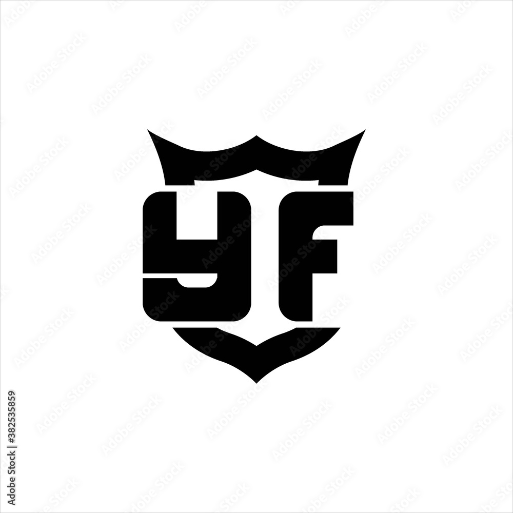 YF Logo monogram with shield around crown shape design template YF Logo monogram with shield around crown shape design template