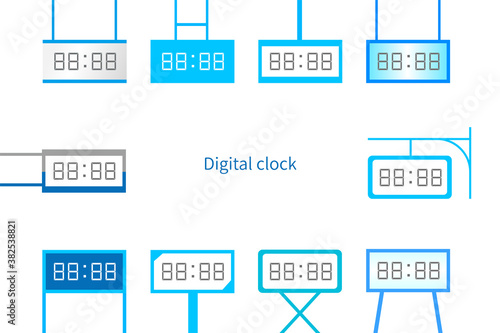 時計 デジタル時計 タイマー スケジュール 時間 画面 ベクター AI JPEG 素材 アイコン