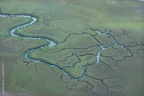 aerial photo Hawkins Creek Spartina marsh wetland estuary estuarine creek meander photo