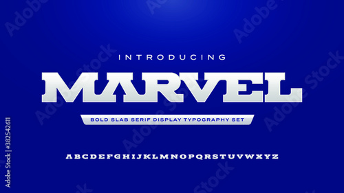 Bold strong modern style slab serif display typography alphabet font set