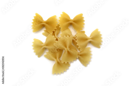 Pasta in the form of a bow on a white background