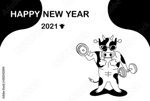 2021 New Year's card material. Funny and funky cow design.