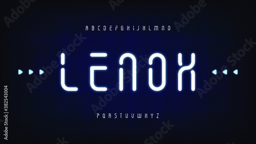 Futuristic modern rounded condensed thin sci fi display stencil font clean letter set lenox typeface photo
