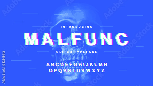Glitch geometric bold clean font letter set malfunc typeface