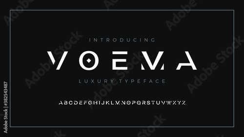 Luxury modern clean font, abstract geometric letter set voema typeface