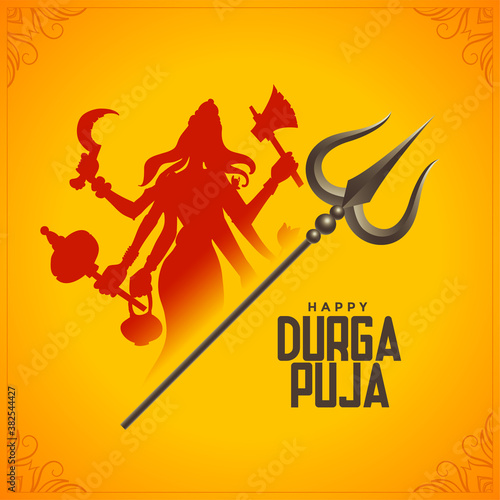 happy durga pooja mythology festival card design