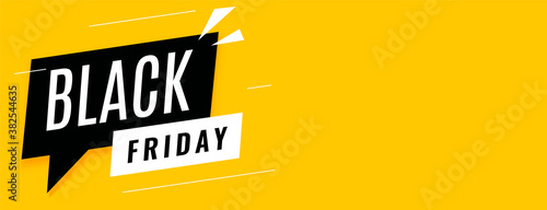 Black friday sale yellow banner with text space photo