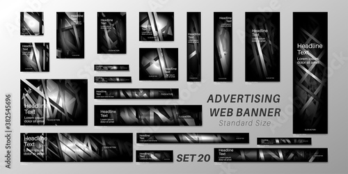 Vector background advertising banner with standard size. Graphic design templates