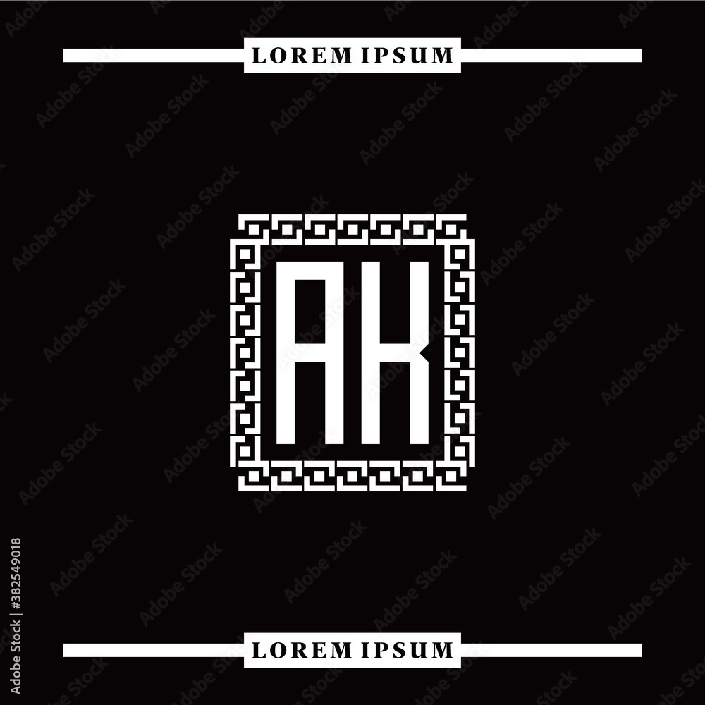 Obraz premium A K collection of initial logo designs with luxurious frame elements