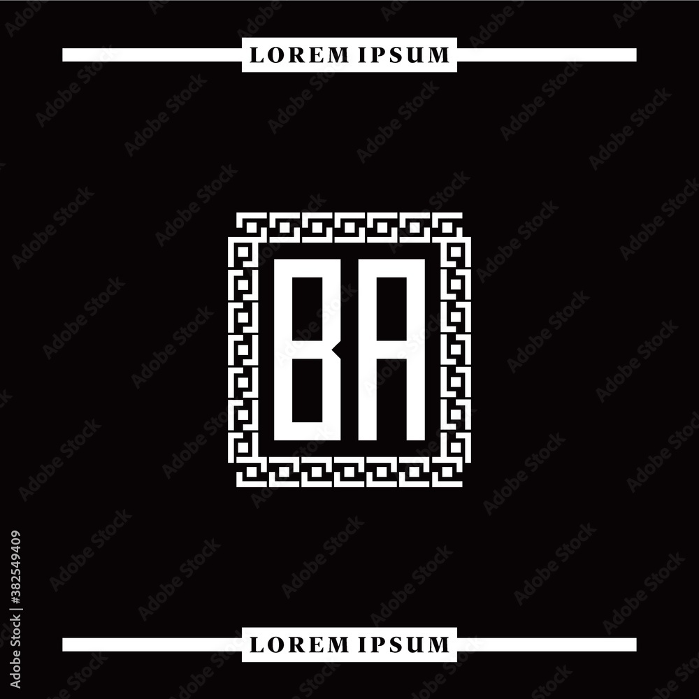 Obraz premium B A collection of initial logo designs with luxurious frame elements