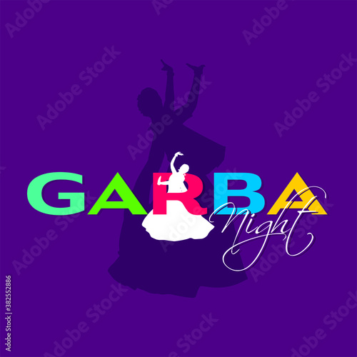 Garba Night Typogoraphy | Women Playing Dandiya Dance in Navratri Festival