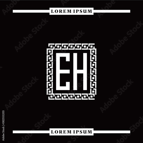 E H collection of initial logo designs with luxurious frame elements