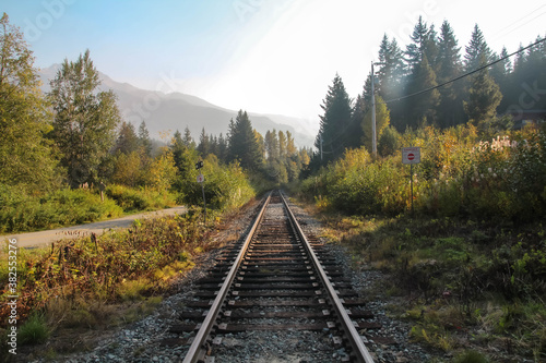 railway in the mountains in autumn