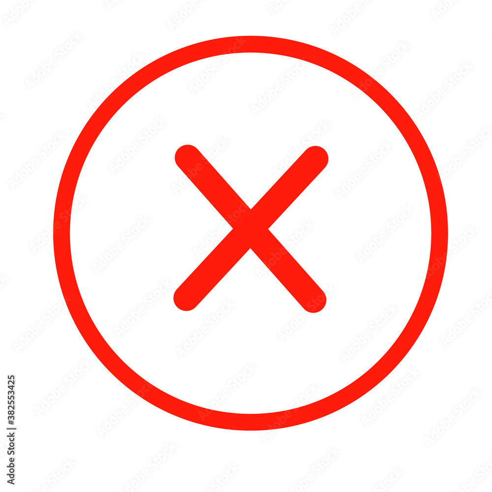 Red X or cross mark rounded in a red outline circle for disapproval, denial, or negative decision making concepts. Red X or cross mark rounded in a red outline circle for disapproval, denial, or negative decision making concepts.