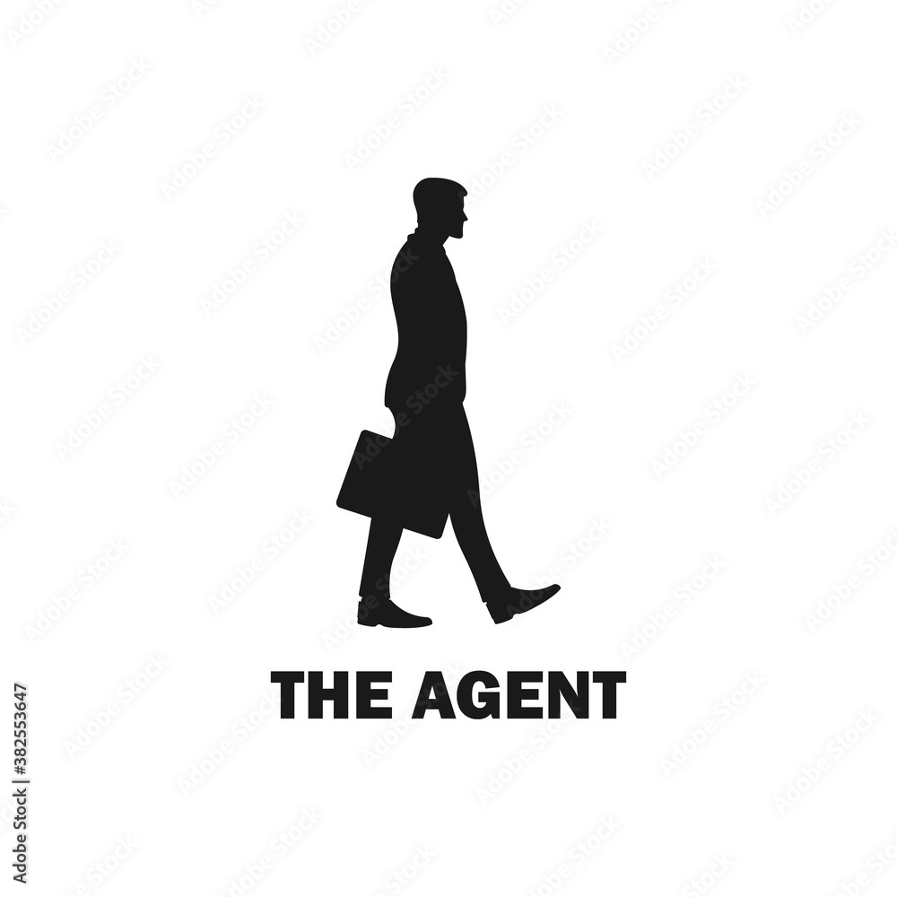 Office executive walking and holding briefcase silhouette. Man in suit carrying suitcase symbol. CEO lifestyle. Career path. Businessman sign. Business logo icon concept. Worker vector illustration. Office executive walking and holding briefcase silhouette. Man in suit carrying suitcase symbol. CEO lifestyle. Career path. Businessman sign. Business logo icon concept. Worker vector illustration.