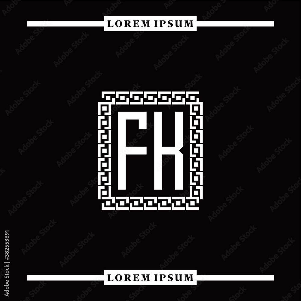 F K collection of initial logo designs with luxurious frame elements F K collection of initial logo designs with luxurious frame elements