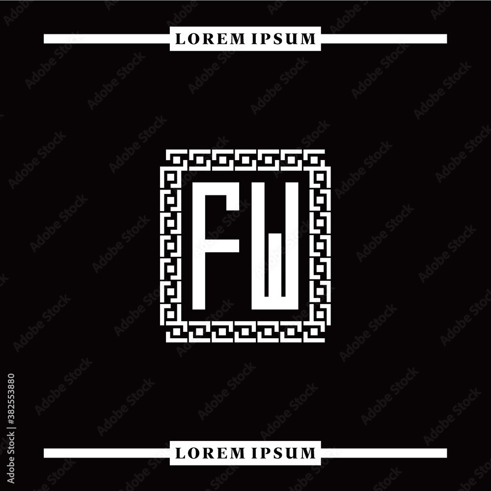 Obraz premium F W collection of initial logo designs with luxurious frame elements