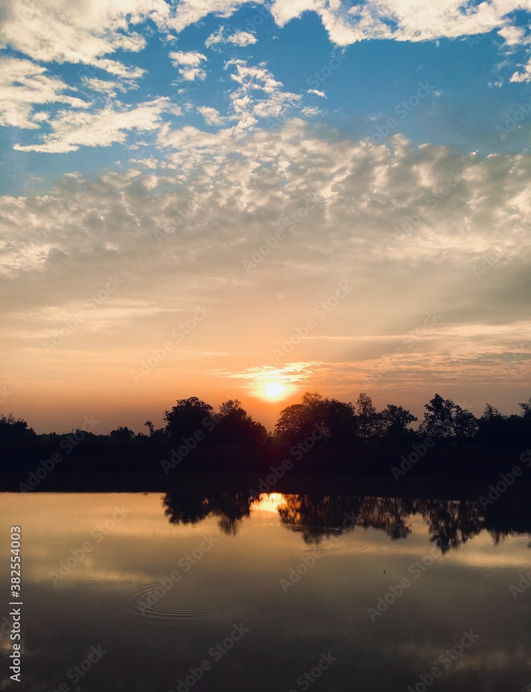 sunset over the lake