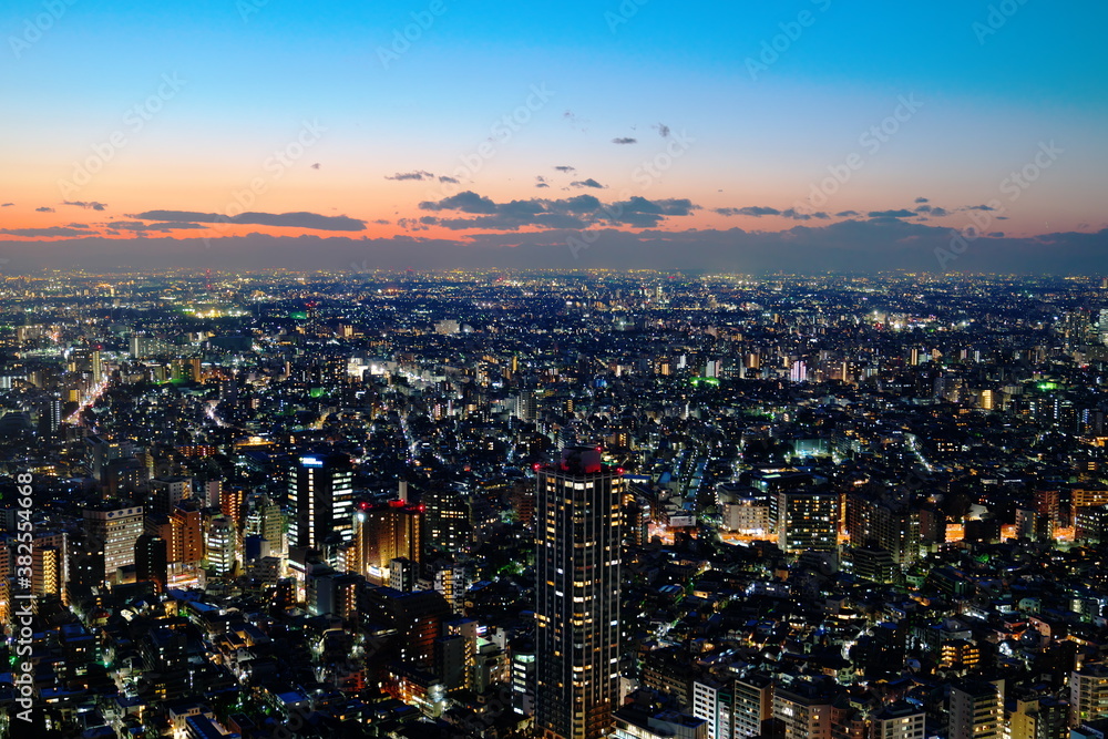 夕暮れに映る東京の街並み