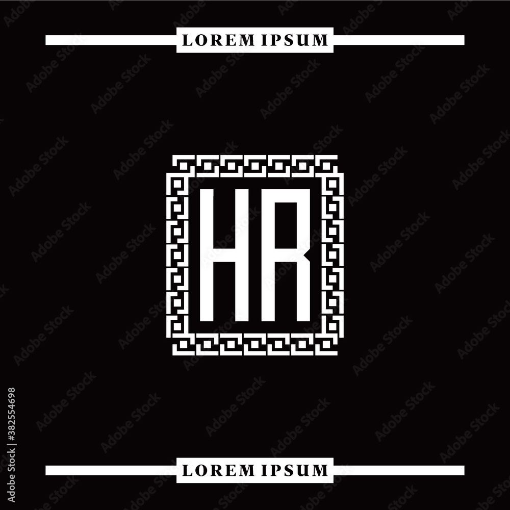 Obraz premium H R collection of initial logo designs with luxurious frame elements