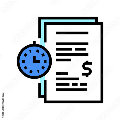 forfeit for time late agreement color icon vector. forfeit for time late agreement sign. isolated symbol illustration photo