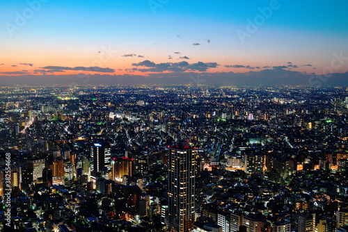 夕暮れに映る東京の街並み