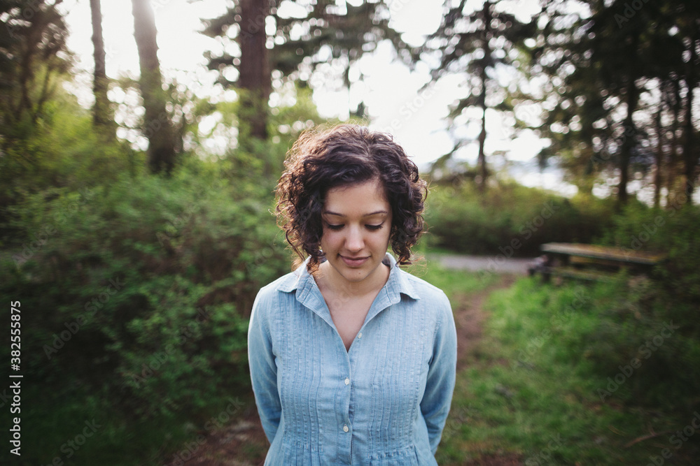 Portrait of young happy woman hanging out in nature Portrait of young happy woman hanging out in nature