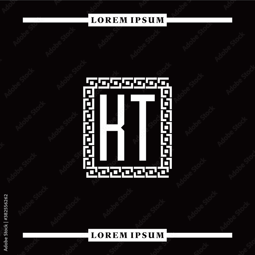 K T collection of initial logo designs with luxurious frame elements K T collection of initial logo designs with luxurious frame elements