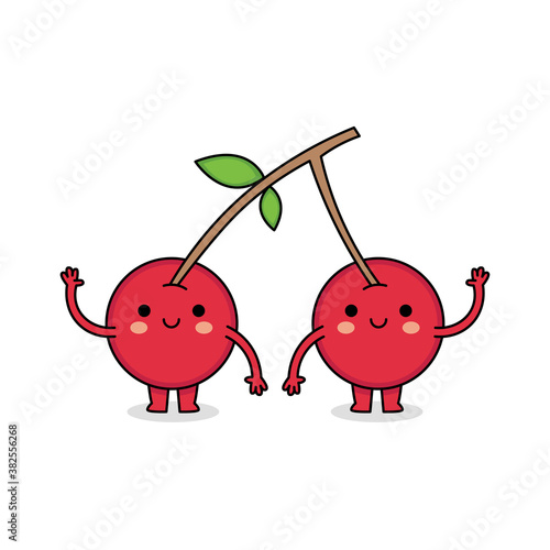 Cute cherry cartoon character