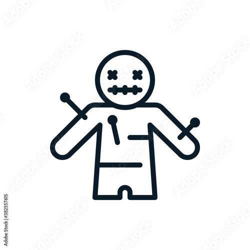 Voodoo doll outline icons. Vector illustration. Editable stroke. Isolated icon suitable for web, infographics, interface and apps.