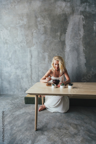 Woman Eating Ice Cream photo