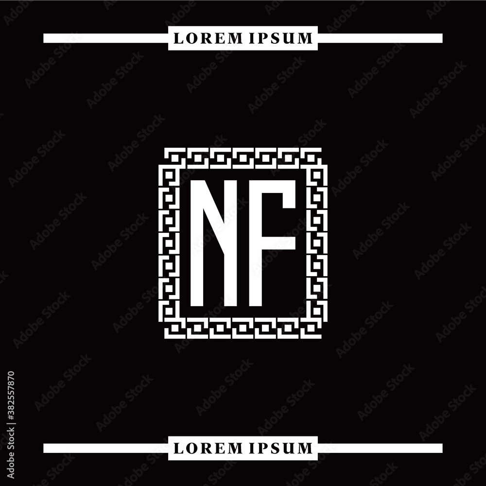 Fototapeta premium N F collection of initial logo designs with luxurious frame elements