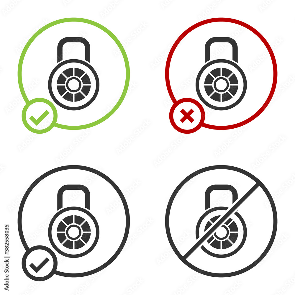 Black Safe combination lock icon isolated on white background. Combination padlock. Security, safety, protection, password, privacy. Circle button. Vector. Black Safe combination lock icon isolated on white background. Combination padlock. Security, safety, protection, password, privacy. Circle button. Vector.