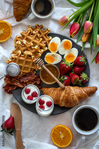 Romantic breakfast plate for two